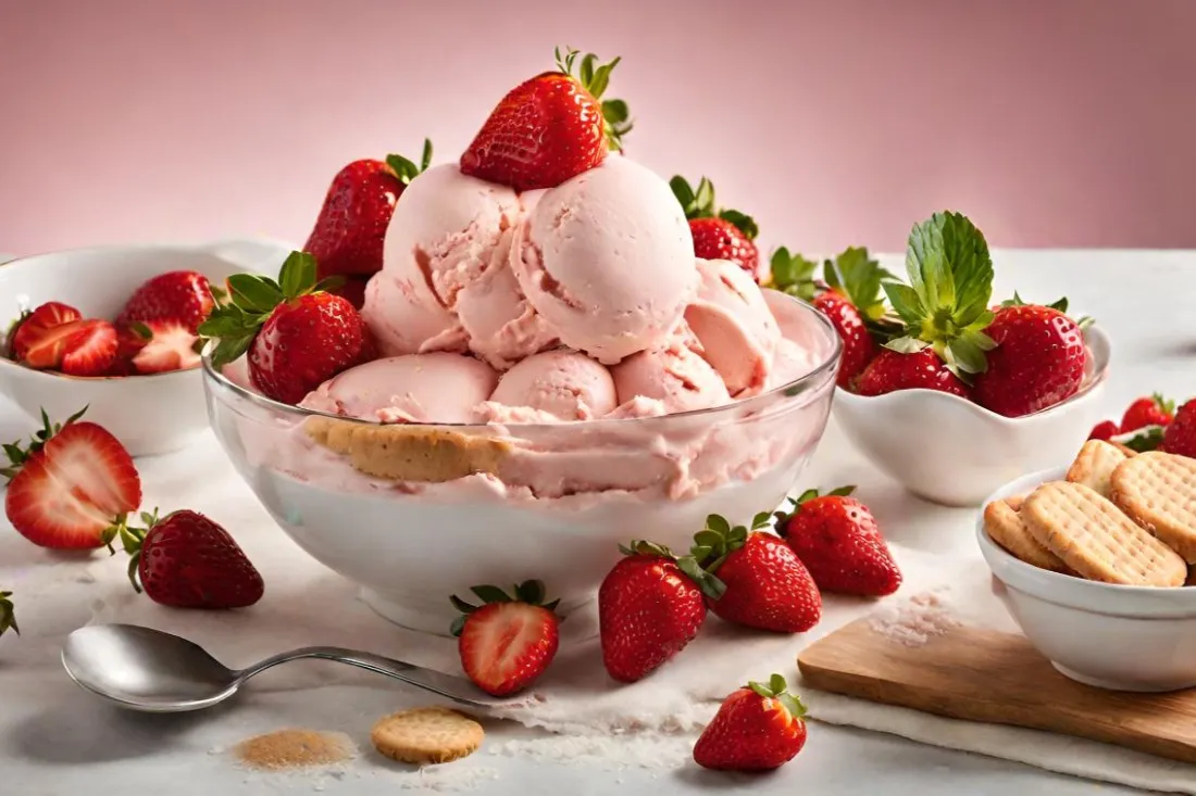 What is strawberry shortcake ice cream made of?